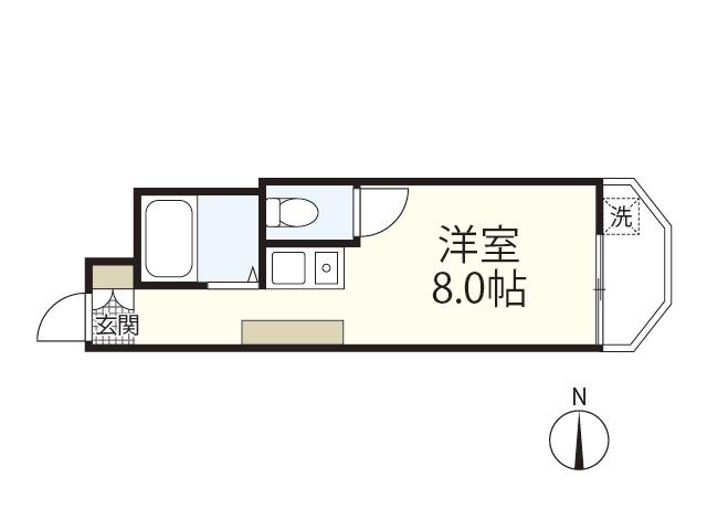OKKビル(ワンルーム/1階)の間取り写真