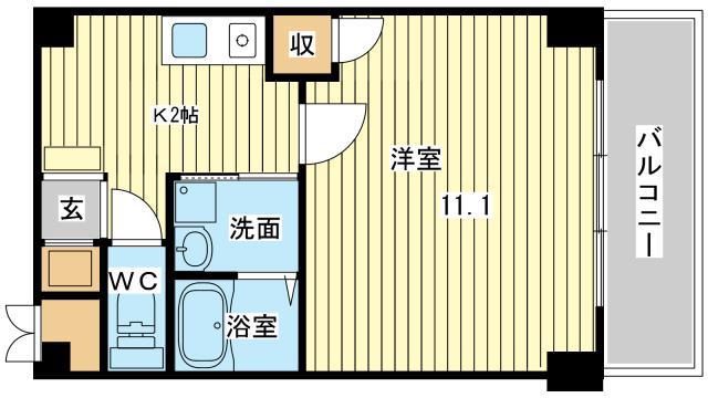 リオンドール(1K/2階)の間取り写真
