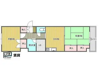 J-フィールド(2DK/7階)の間取り写真