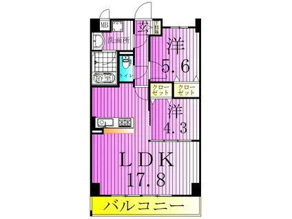 LIER &224 LAVENIR(2LDK/7階)の間取り写真