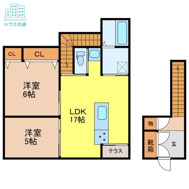 サニーヒルFUKUDA(2LDK/2階)の間取り写真
