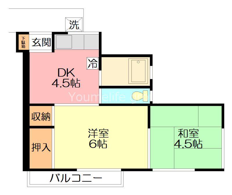 石田荘(2DK/2階)の間取り写真