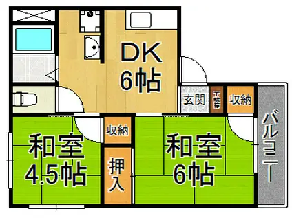 シティハイム橋本第3AP(2DK/2階)の間取り写真