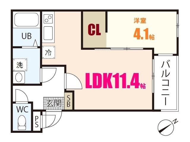 PLAIN3437(1LDK/3階)の間取り写真