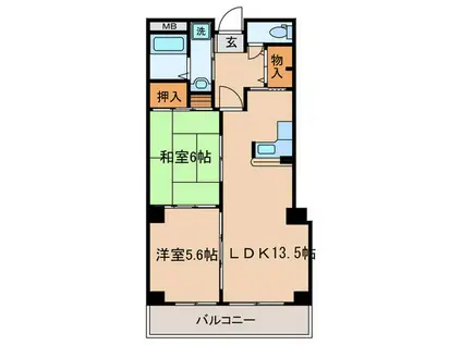 ポルト大曽根(2LDK/10階)の間取り写真