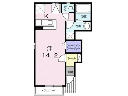 プラシード(1K/1階)の間取り写真