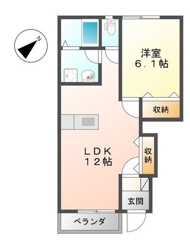 グラート・M(1LDK/1階)の間取り写真