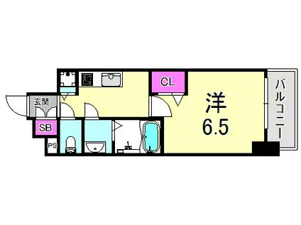 プレサンスKOBEグレンツ(1K/2階)の間取り写真