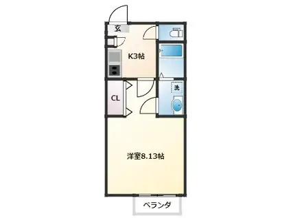 クレフラスト台原駅前(1K/1階)の間取り写真