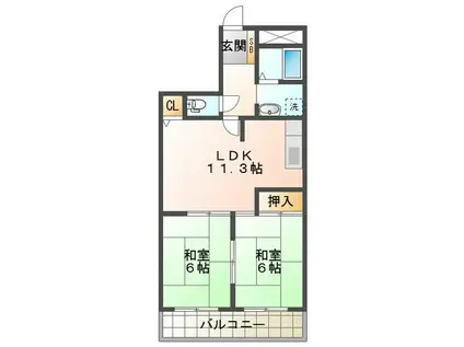 メゾン太平洋(2LDK/9階)の間取り写真