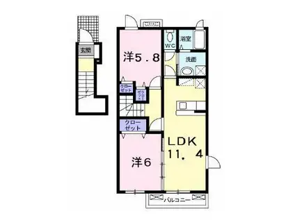 ブリーズ・ハウス(2LDK/2階)の間取り写真