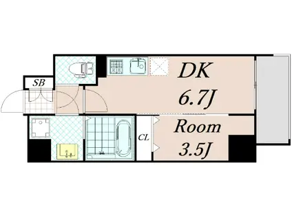 ソルテラス本庄西クレアスト(1DK/2階)の間取り写真