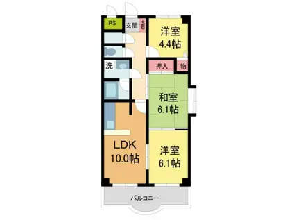 サンセール宝塚(3LDK/2階)の間取り写真
