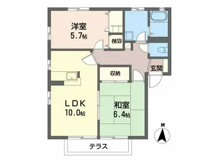 ビューラーKII(2LDK/1階)の間取り写真