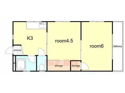 中井マンション(2K/3階)の間取り写真