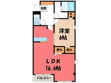 ARTE CUORE(1LDK/3階)の間取り写真