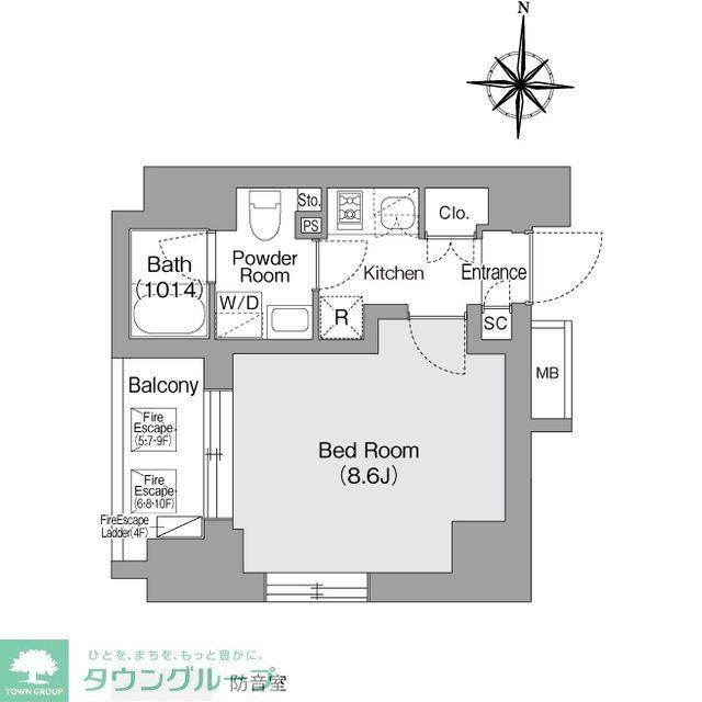 コンフォリア・リヴ森下MUTIO(1K/9階)の間取り写真
