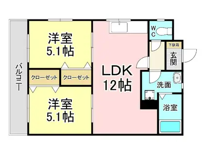 畑田ハイツ(2LDK/2階)の間取り写真
