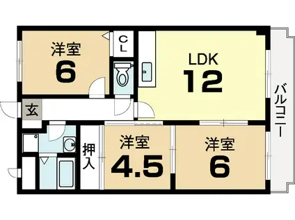 パインフィールド(3LDK/1階)の間取り写真