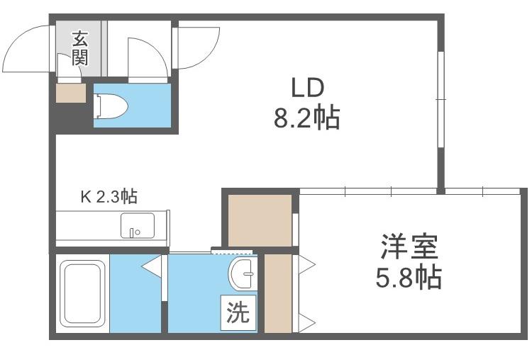 PRIOR恵庭Ⅱ(1LDK/2階)の間取り写真