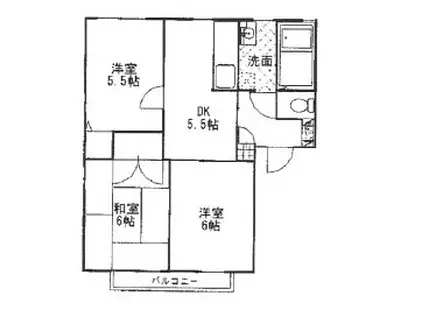 れいんぼうハイツ上滝野(3DK/1階)の間取り写真