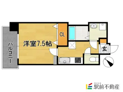 エンクレスト博多駅前III(1K/13階)の間取り写真