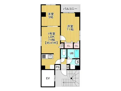 BLOOM錦糸町(ワンルーム/8階)の間取り写真