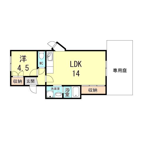 成起マンション(1LDK/1階)の間取り写真