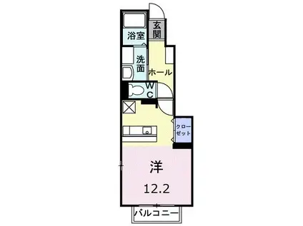 フルール・M3A(ワンルーム/1階)の間取り写真