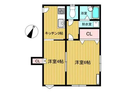 会津美里町アパートM(1SK/2階)の間取り写真