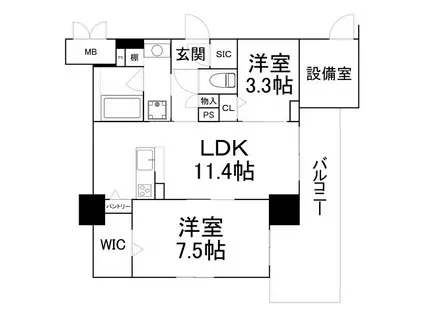 MORUAN RESIDENCE(2LDK/2階)の間取り写真