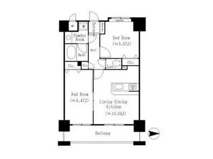 東明マンション壱番館(2LDK/9階)の間取り写真