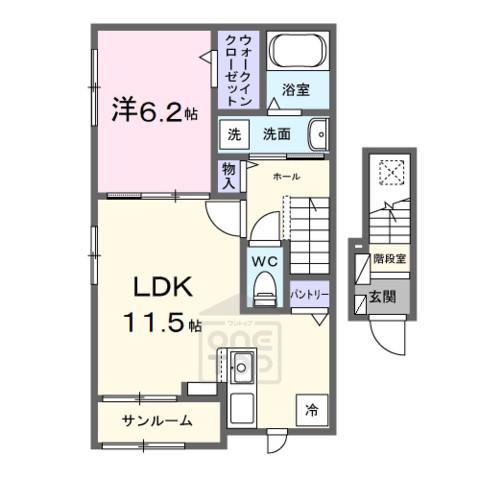 桜の町 千里川(1LDK/2階)の間取り写真