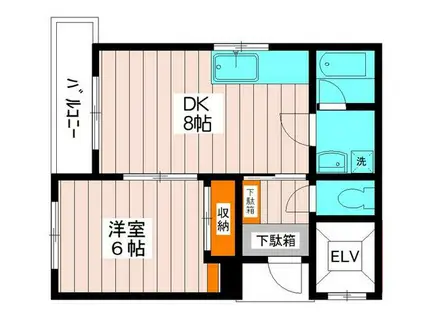 ソシア我孫子(1DK/4階)の間取り写真