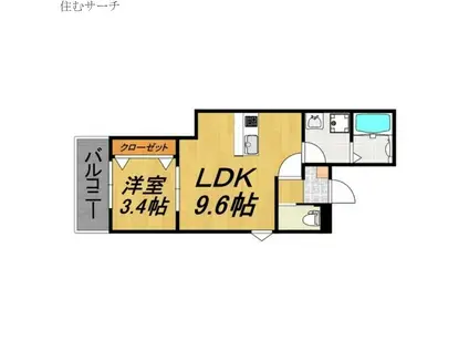 LECOCON四日市IX(1LDK/1階)の間取り写真