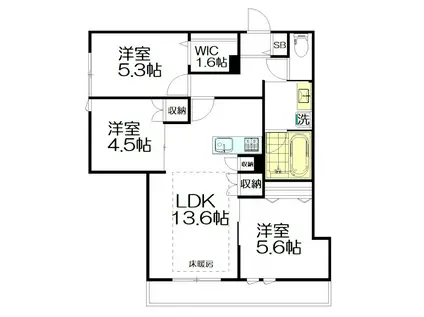 高円寺Kレジデンス(3LDK/1階)の間取り写真