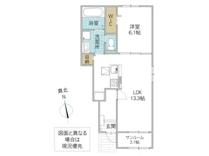 サニーウェル・R(1LDK/1階)の間取り写真