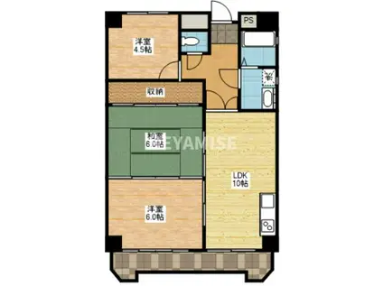 溝川ハイツ(3LDK/3階)の間取り写真