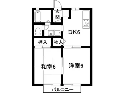 オレンジハウス東館(2DK/2階)の間取り写真