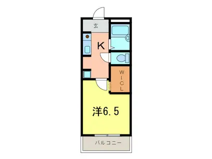 ドミールあさひ(1K/4階)の間取り写真