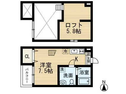 シャンティ中島(ワンルーム/1階)の間取り写真