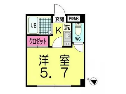 ペパンシェソワ(1K/2階)の間取り写真