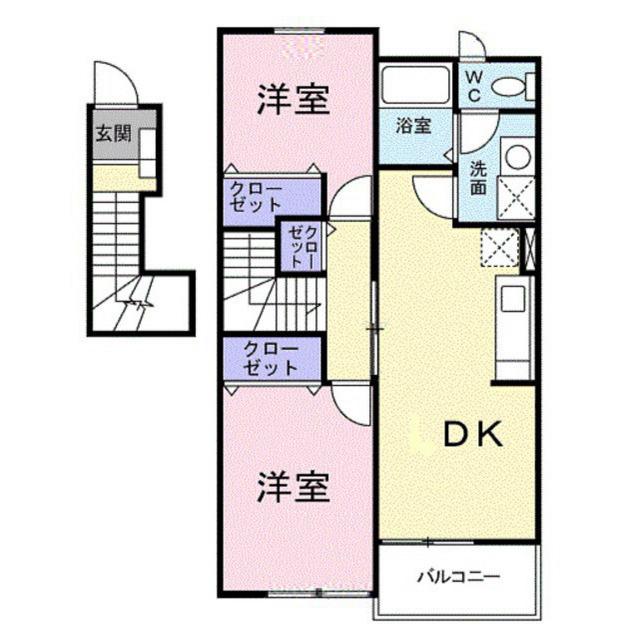プレジオ21(2DK/2階)の間取り写真