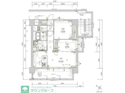 アクロス薬院グレイステージ(2LDK/2階)の間取り写真