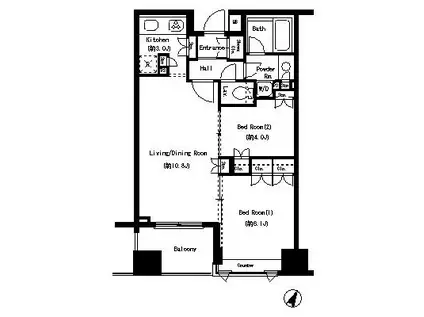 コクヨーレ日本橋(2LDK/12階)の間取り写真