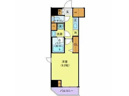 ジェノヴィア上野スカイガーデン(1K/5階)の間取り写真