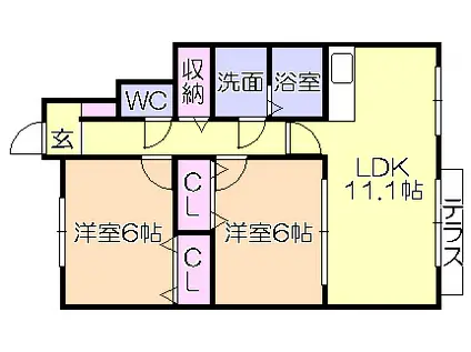 グランドアマレーVI番館(2LDK/1階)の間取り写真