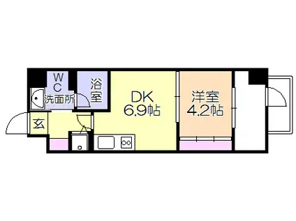 ルネッサンス21久留米六ツ門(1DK/3階)の間取り写真