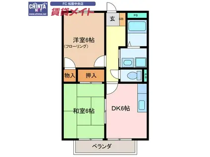 センティヴェール(2DK/1階)の間取り写真