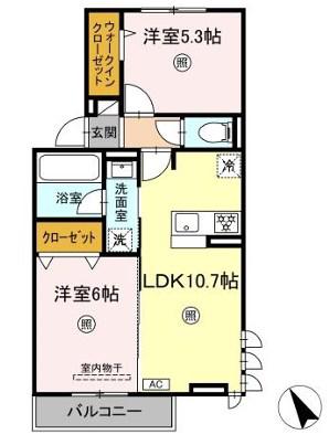 トリシアテラス(2LDK/2階)の間取り写真